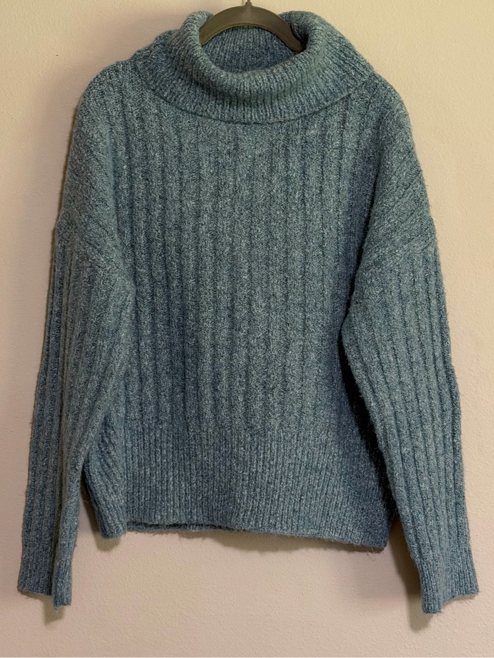 William Rast Teal Ribbed Turtleneck Sweater